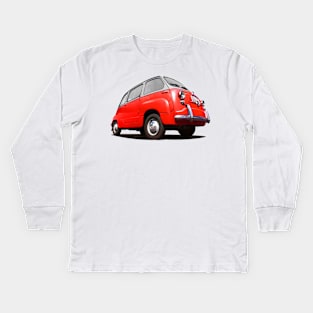 fiat multipla in red Kids Long Sleeve T-Shirt